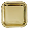 Gold Foil Square 9" Dinner Plates, 8 Count - Foil Board