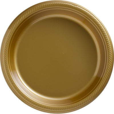 Gold Plastic Plates, 10 1/4" - Big Party Pack