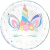 Unicorn Party Round Iridescent Plates, 9"