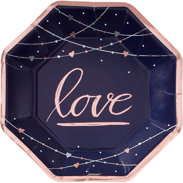 Navy Bride Metallic OCountagonal Plates, 10"