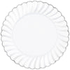 10" Scalloped Plate W/ Metal Trim - White