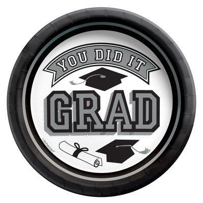 True To Your School Round Plates, 6 3/4" - Silver
