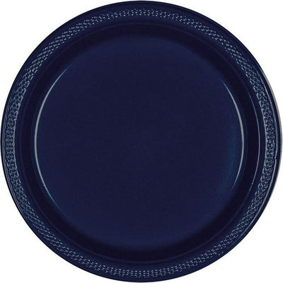 True Navy Plastic Plates, 7"