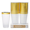 Premium Plastic Tumblers - Clear W/Gold Trim