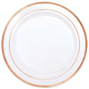 Premium Plastic White Plates W/ Rose Gold Trim, 10 1/4"