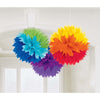 Rainbow Fluffy Paper Decorations, 3 Count