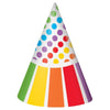 Rainbow Party Hats, 8 Count