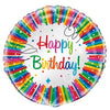 Rainbow Ribbons Birthday Round Foil Balloon 18", Packaged