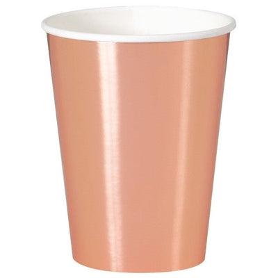 Rose Gold Foil 12Oz Paper Cups, 8 Count - Foil Board