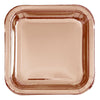 Rose Gold Foil Square 7" Dessert Plates, 8 Count - Foil Board