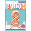 Rose Gold Number Shaped Standing Foil Balloon 30" 8