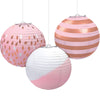 Round Paper Lanterns - Rose Gold/Blush