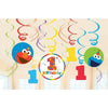 Sesame Street Elmo Turns One Value Pack Plastic Swirl Decorations