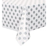 Silver Dots ReCountangular Plastic Table Cover, 54" X 108"