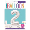 Silver Number Shaped Standing Foil Balloon 30" 2