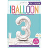 Silver Number Shaped Standing Foil Balloon 30" 3