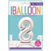 Silver Number Shaped Standing Foil Balloon 30" 8