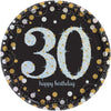 Sparkling Celebration 30Th Birthday Round Prismatic Plates, 7"