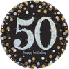 Sparkling Celebration 50Th Birthday Round Prismatic Plates, 9"