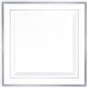 Square Plastic Plate White W/Silver Trim, 7 1/4"