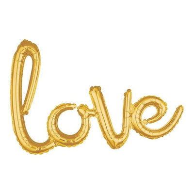 Super Shape Foil Balloon Script Love Gold