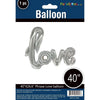 Super Shape Foil Balloon Script Love Silver