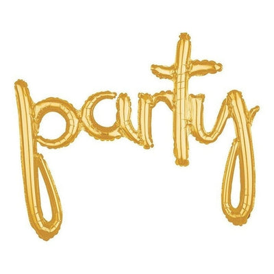 Super Shape Foil Balloon Script Party Gold