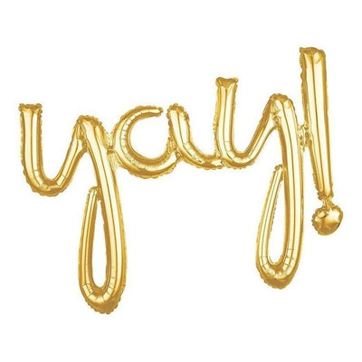 Super Shape Foil Balloon Script Yay Gold