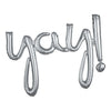 Super Shape Foil Balloon Script Yay Silver