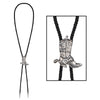 Western Bolo Tie Black Cord W/Silver Metal Slide & Tips