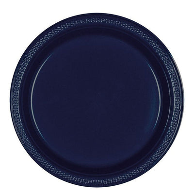 True Navy Plastic Plates, 7"