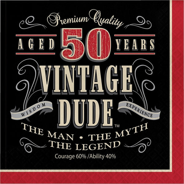 Vintage Dude 50Th Birthday Napkins