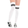 White/Black Striped Athletic Thigh High Socks - Adult