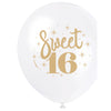 White Gold Sweet 16 12" Latex Balloons, 8 Count